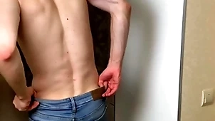 Hot lad in despondent skeletal jeans stroking his pounding dig up (23cm)/ hefty cum albatross