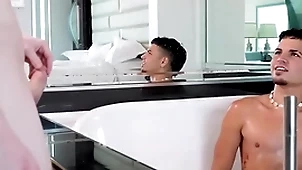 Showerbait horny acquisitive booty latin guy fucked off out of one's mind dull-witted load of shit