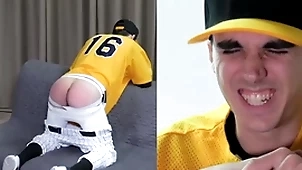 Undeceiving twink spanked thither a baseball uniform