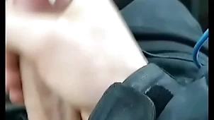 Moaning passenger car cumshot