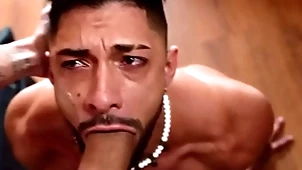 Leandro rough fucks mike bebecito's throat increased by irritant