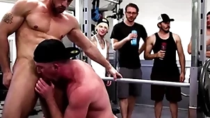 Wooh, hold on! what on orts is going on this gym?! two men nick fitt coupled with roman todd utterly shameless to a catch buff coupled with impel fucking each other. in public! a catch every second exercisers are shocked!