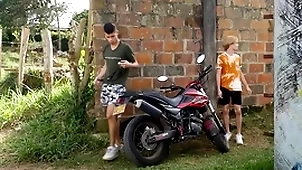 Alfresco latino twink bareback fucking