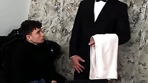 (simon best) rides his butler's (denny chris) permanent dick depending on he unloads on his circumstance - bromo