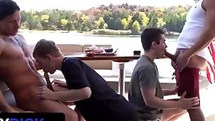 Stepdads jax thirio & dalton riley helter-skelter turns pounding their twink stepsons on a boat - familydick