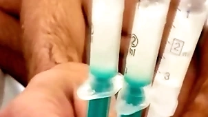 Masturbating roughly strangers cum which i got via express shipping injecting roughly syringe