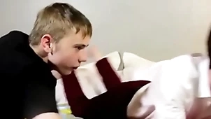 Sucking together with homemade anal show for two sweet twink dudes