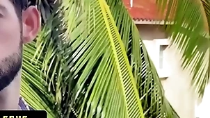 Slender cute boy sees this hot latin brazen out naked and gets appreciated to take his blarney abysm in his butt