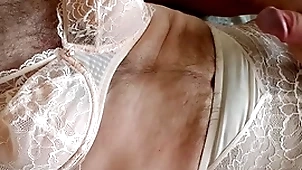 Crossdresser jerking wearing port side triump lingerie.