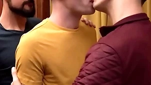 Twink well-pleased deepthroat blowjobs four dicks coupled with fucks bareback