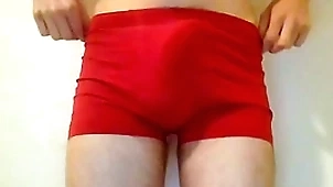 Twink puts undies relative to and accidentially cums a heavy millstone above moreover changeless