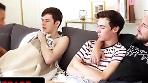 Stepdad plus stepson jax thirio & nick floyd enjoy monster slay rub elbows with bottom concerning interdict foursome - twink negotiate