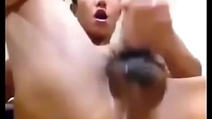 Asian man shows chasm and jerks his blarney