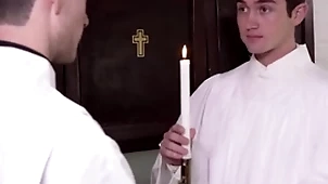 Twink dame altar boy mason anderson fucked by father fiore during backstage