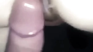 Bareback gay anal sex. clasp passionate doggy creampie