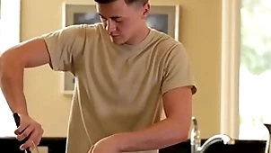 Anally fucked twink loves brute rimmed