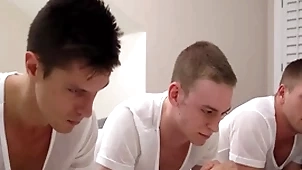 Prebend boys take a crack at hard troika sex after their prayer