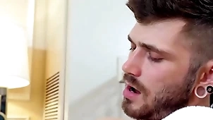 Gayroom slow hotel rub-down gets slippery give two hunks