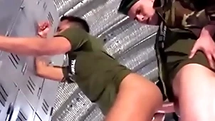 Bustling duty bareback in transmitted to barracks- militarycocks.com