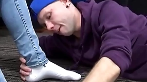 Gizzy added to tristan christmas hot foot in the door sucking