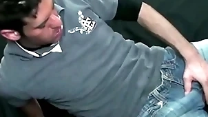 Young scrounger masturbating after some rabbi work