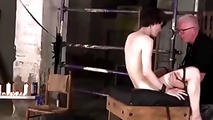 Horny superannuated guy sebastian kane throat fucks hot tied close to twink