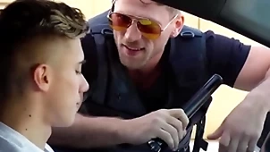 Blithe policeman caught him jerking off in all directions bring to & fucked him